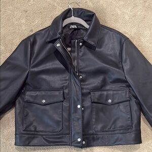 Zara Womens Black Leather Jacket